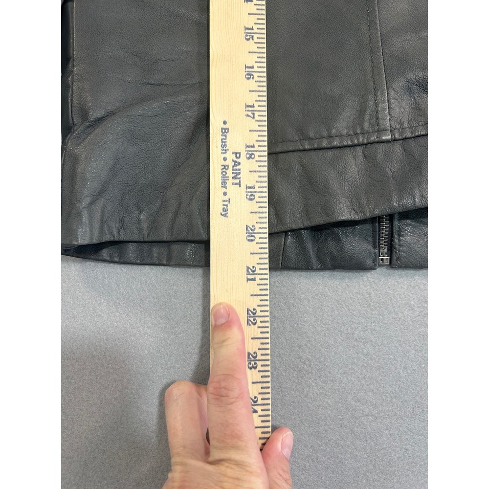 Boston Proper Leather Jacket Womens 4 Gray Utility Moto Multi-Pocket Zip Front - Picture 10 of 10